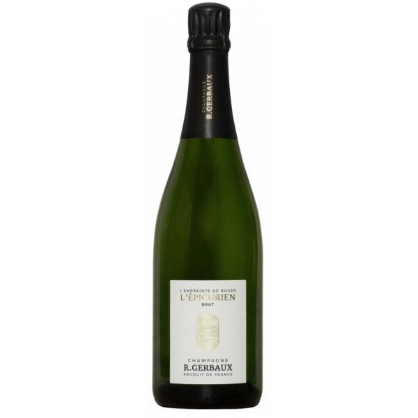 L’Épicurien Brut Champagne – Lagret i 5 år – Chardonnay og Pinot Noir – Elegant og moden – Perfekt til krydrede retter og som apéritif.