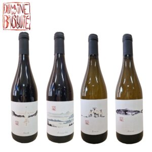 Domaine Du Brusquié smagekasse med 2 flasker rødvin og 2 flasker hvidvin.
